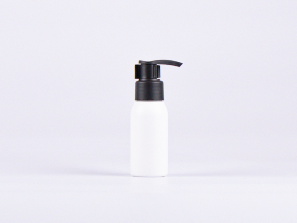 Flasche "Tara" 50ml, matt-weiss, mit Dispenser schwarz-matt